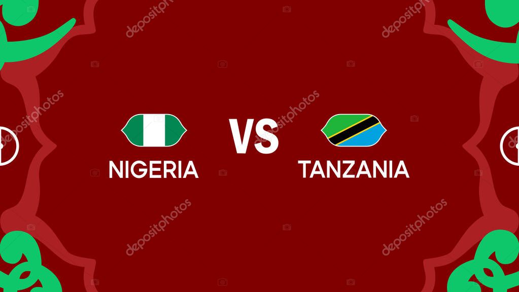 Nigeria And Tanzania African Nations Morocco 2025 Teams Flags Countries African Football Symbol Logo Design Vector Illustration