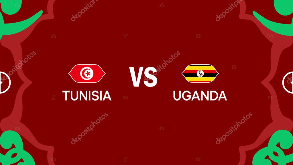 Tunisia And Uganda African Nations Morocco 2025 Teams Flags Countries African Football Symbol Logo Design Vector Illustration