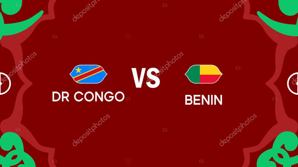 Congo And Benin African Nations Morocco 2025 Teams Flags Countries African Football Symbol Logo Design Vector Illustration