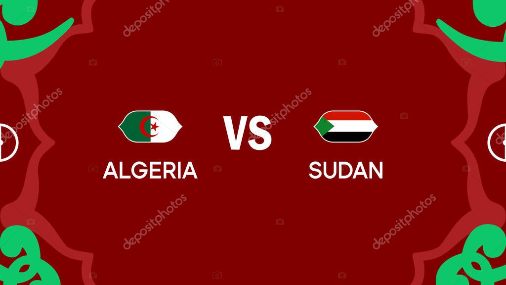 Algeria And Sudan African Nations Morocco 2025 Teams Flags Countries African Football Symbol Logo Design Vector Illustration