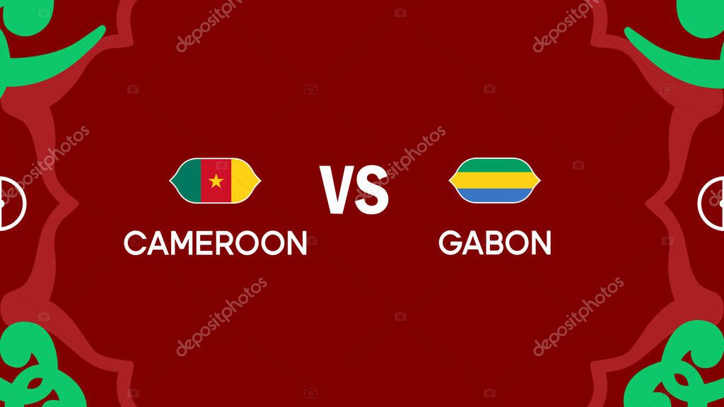 Cameroon And Gabon African Nations Morocco 2025 Teams Flags Countries African Football Symbol Logo Design Vector Illustration