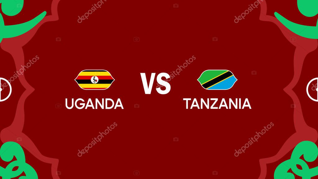 Uganda And Tanzania African Nations Morocco 2025 Teams Flags Countries African Football Symbol Logo Design Vector Illustration