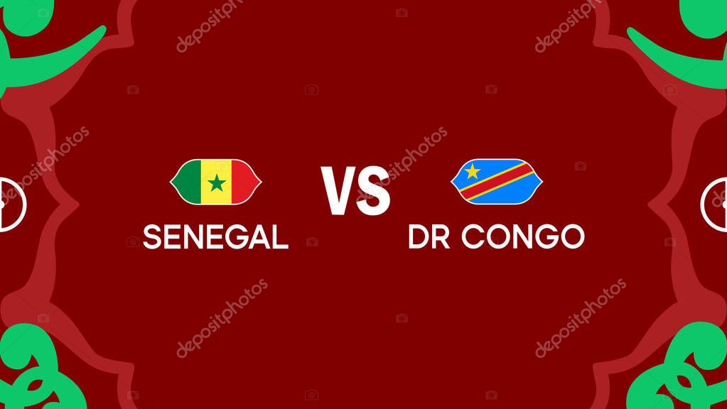 Senegal And Congo African Nations Morocco 2025 Teams Flags Countries African Football Symbol Logo Design Vector Illustration