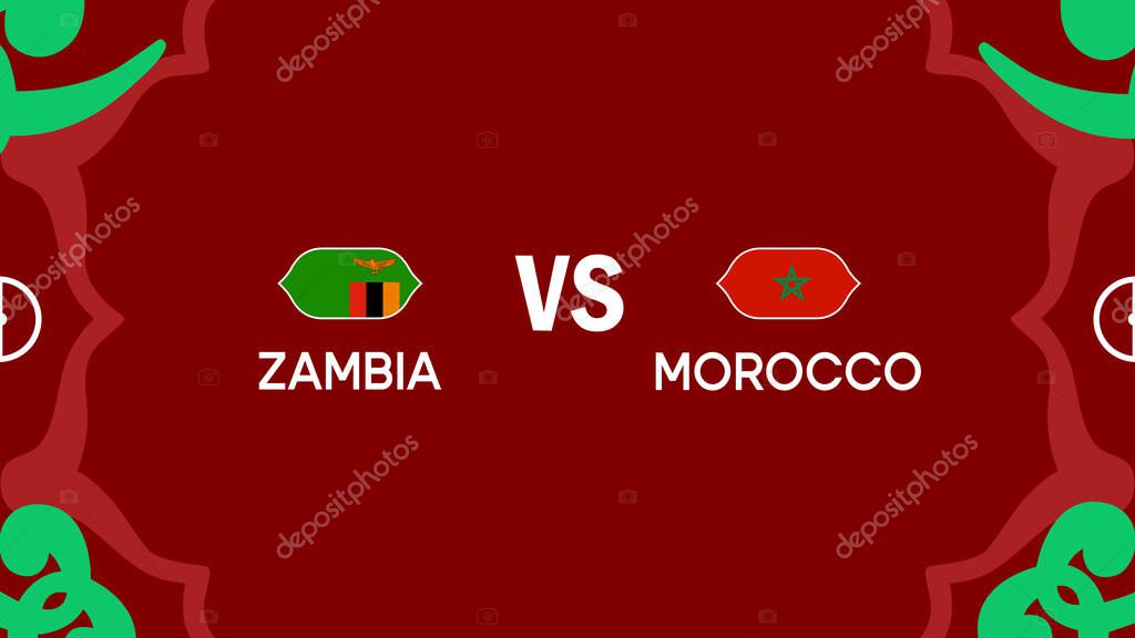 Zambia And Morocco African Nations Morocco 2025 Teams Flags Countries African Football Symbol Logo Design Vector Illustration