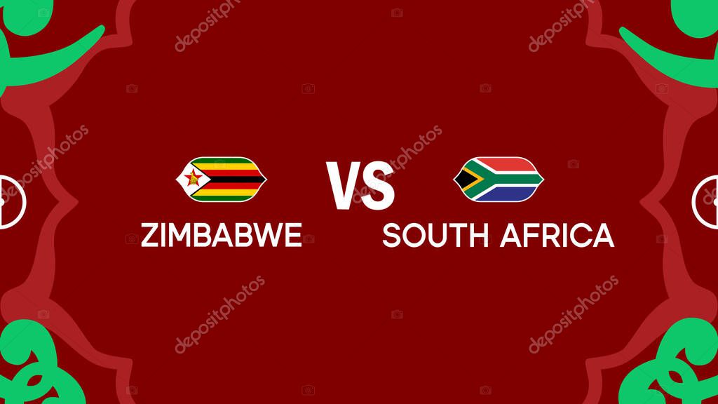 Zimbabwe And South Africa African Nations Morocco 2025 Teams Flags Countries African Football Symbol Logo Design Vector Illustration