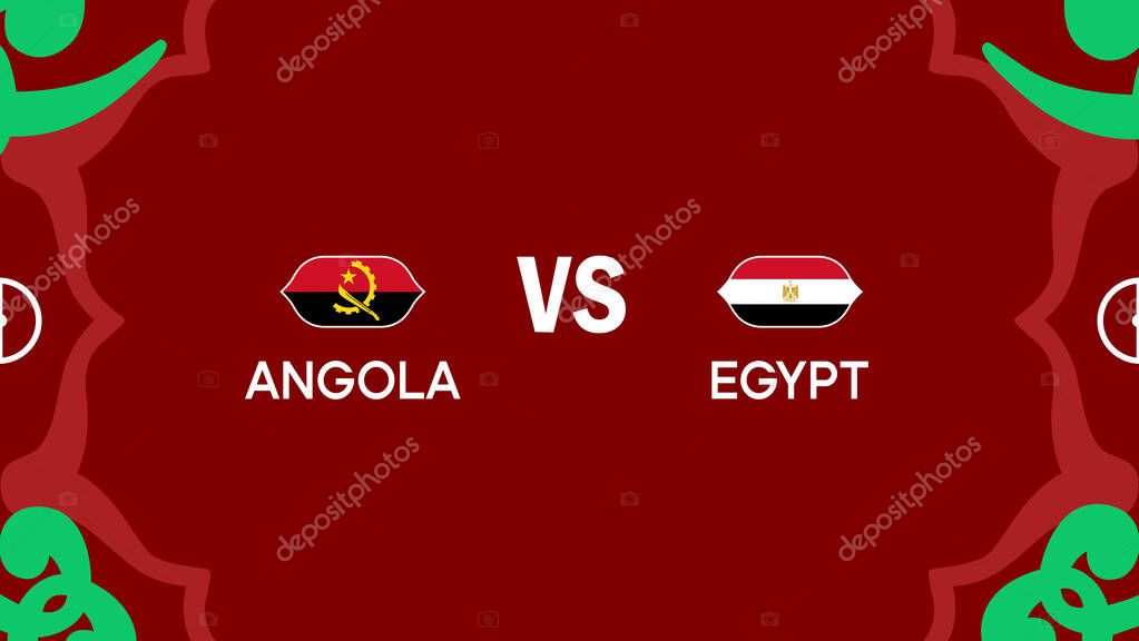 Angola And Egypt African Nations Morocco 2025 Teams Flags Countries African Football Symbol Logo Design Vector Illustration
