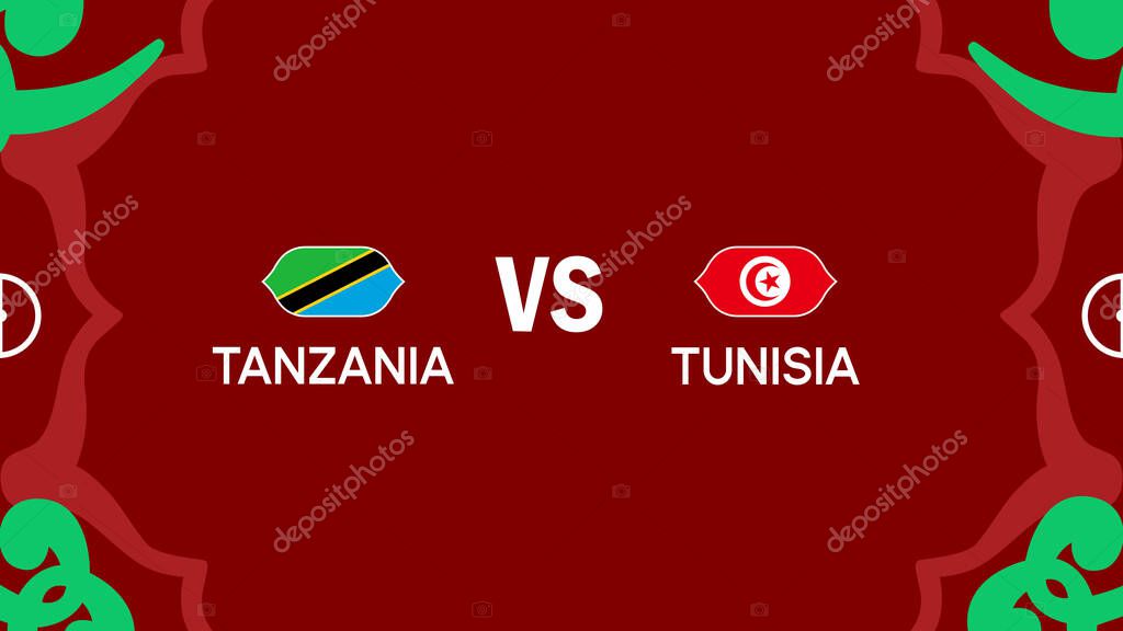 Tanzania And Tunisia African Nations Morocco 2025 Teams Flags Countries African Football Symbol Logo Design Vector Illustration