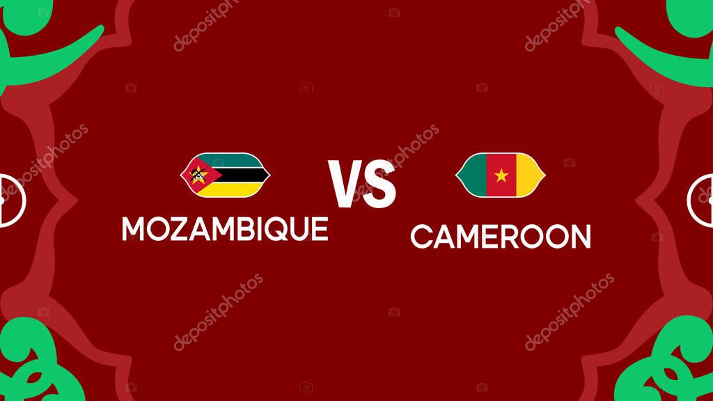 Mozambique And Cameroon African Nations Morocco 2025 Teams Flags Countries African Football Symbol Logo Design Vector Illustration