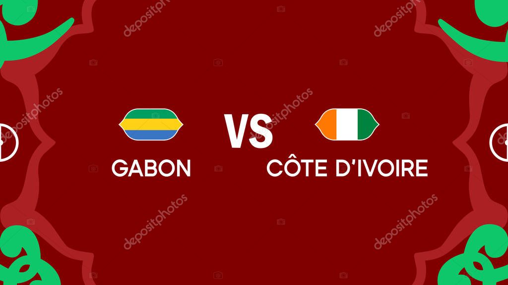 Gabon And Ivory Coast African Nations Morocco 2025 Teams Flags Countries African Football Symbol Logo Design Vector Illustration