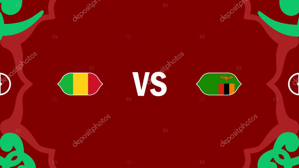 Mali And Zambia African Nations Morocco 2025 Flags Teams Countries African Football Symbol Logo Design Vector Illustration