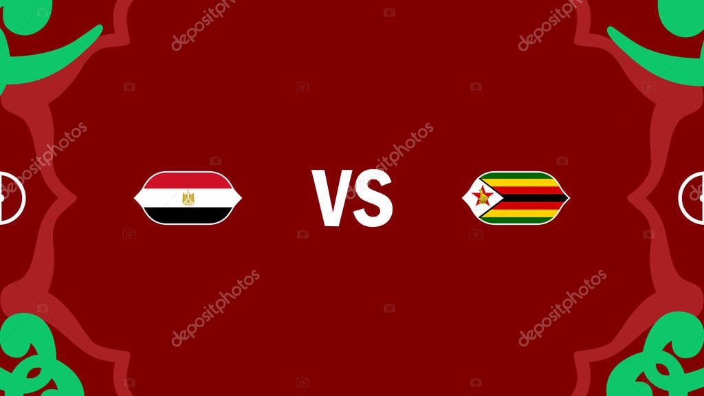 Egypt And Zimbabwe African Nations Morocco 2025 Flags Teams Countries African Football Symbol Logo Design Vector Illustration