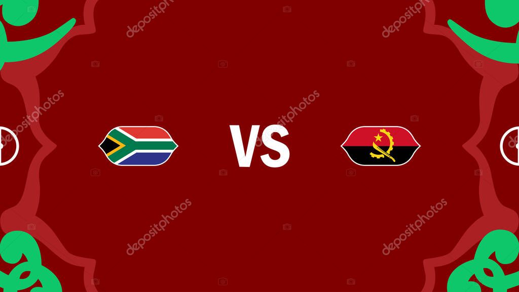 South Africa And Angola African Nations Morocco 2025 Flags Teams Countries African Football Symbol Logo Design Vector Illustration