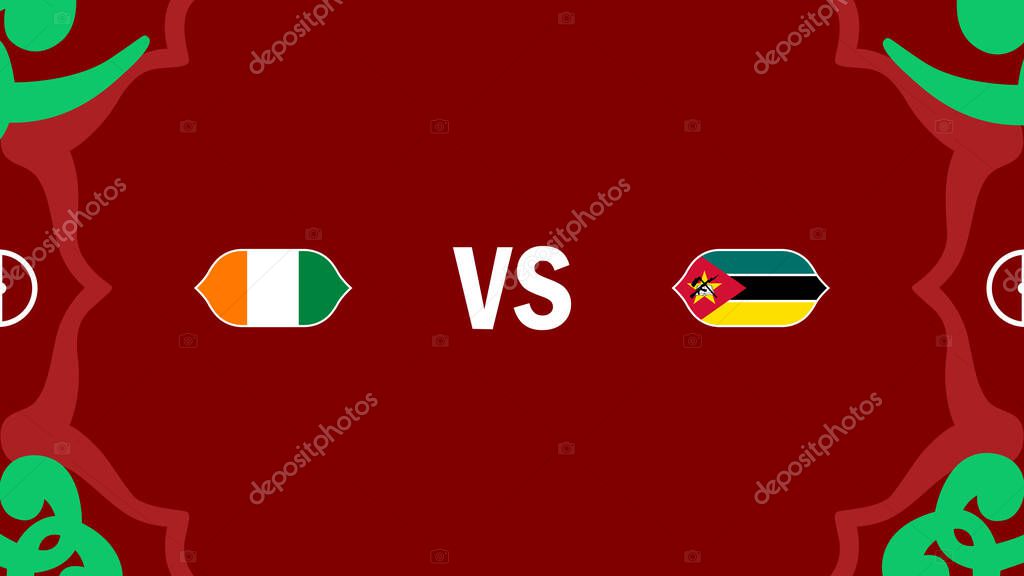 Ivory Coast And Mozambique African Nations Morocco 2025 Flags Teams Countries African Football Symbol Logo Design Vector Illustration
