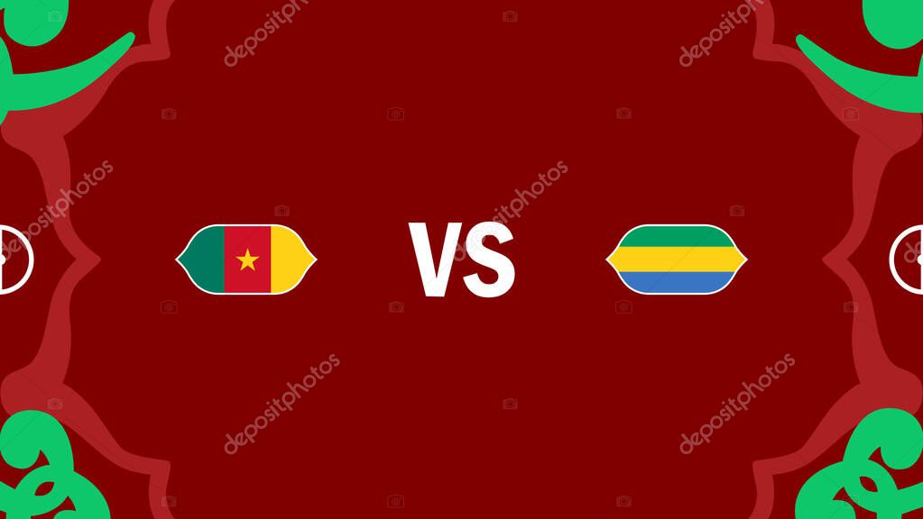 Cameroon And Gabon African Nations Morocco 2025 Flags Teams Countries African Football Symbol Logo Design Vector Illustration