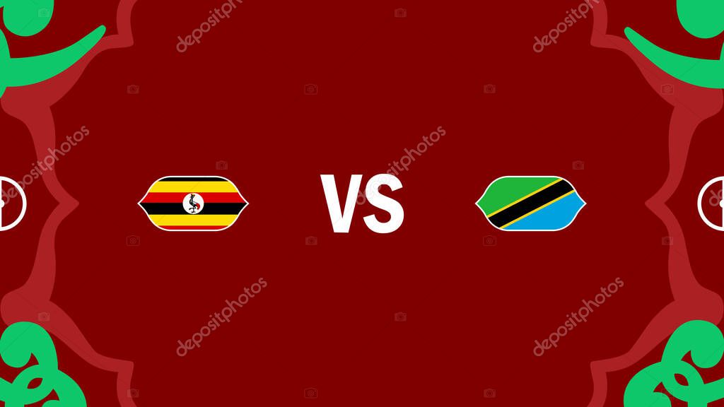 Uganda And Tanzania African Nations Morocco 2025 Flags Teams Countries African Football Symbol Logo Design Vector Illustration