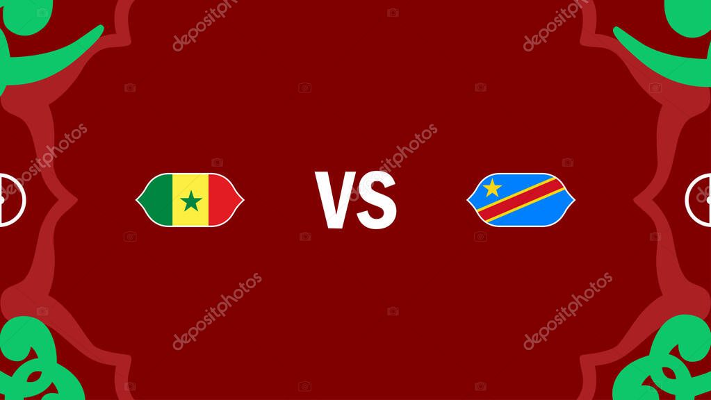 Senegal And Congo African Nations Morocco 2025 Flags Teams Countries African Football Symbol Logo Design Vector Illustration