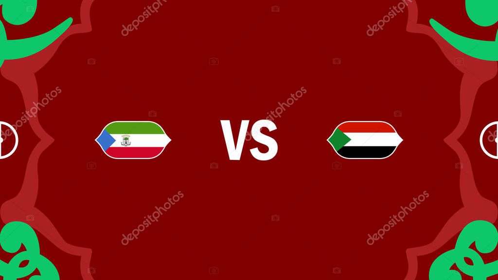 Equatorial Guinea And Sudan African Nations Morocco 2025 Flags Teams Countries African Football Symbol Logo Design Vector Illustration