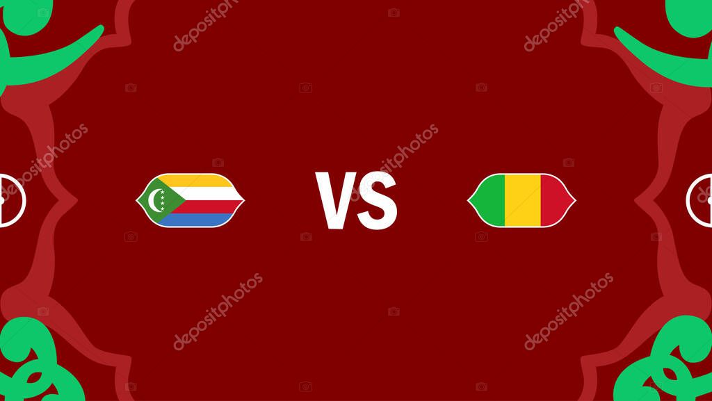 Comoros And Mali African Nations Morocco 2025 Flags Teams Countries African Football Symbol Logo Design Vector Illustration