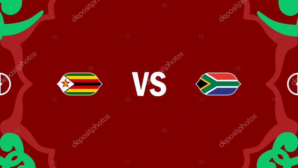 Zimbabwe And South Africa African Nations Morocco 2025 Flags Teams Countries African Football Symbol Logo Design Vector Illustration