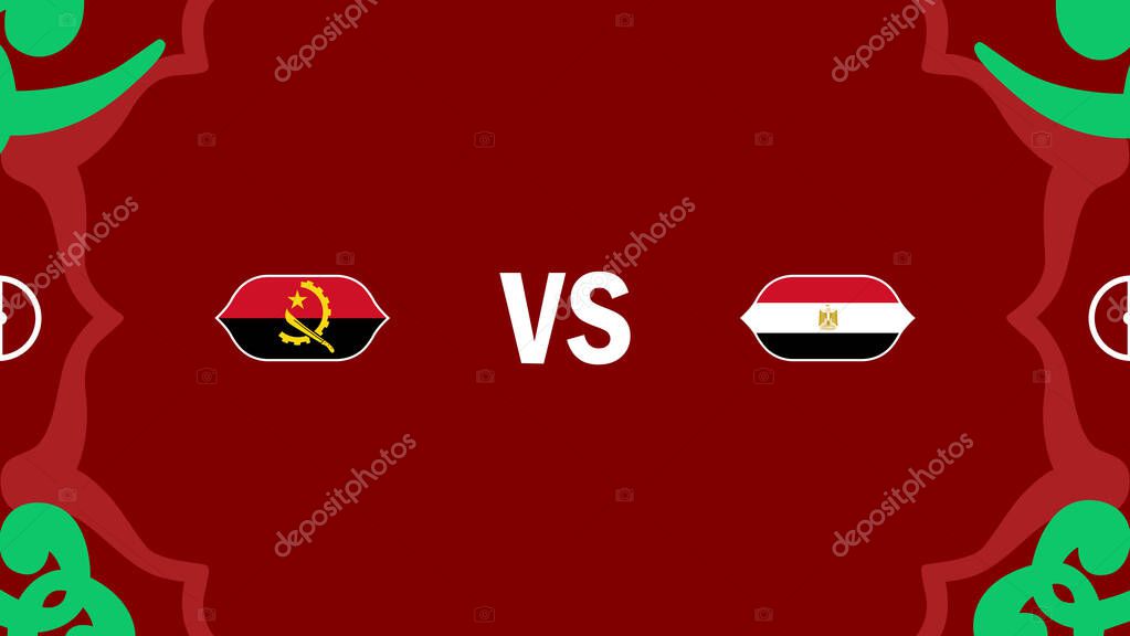 Angola And Egypt African Nations Morocco 2025 Flags Teams Countries African Football Symbol Logo Design Vector Illustration
