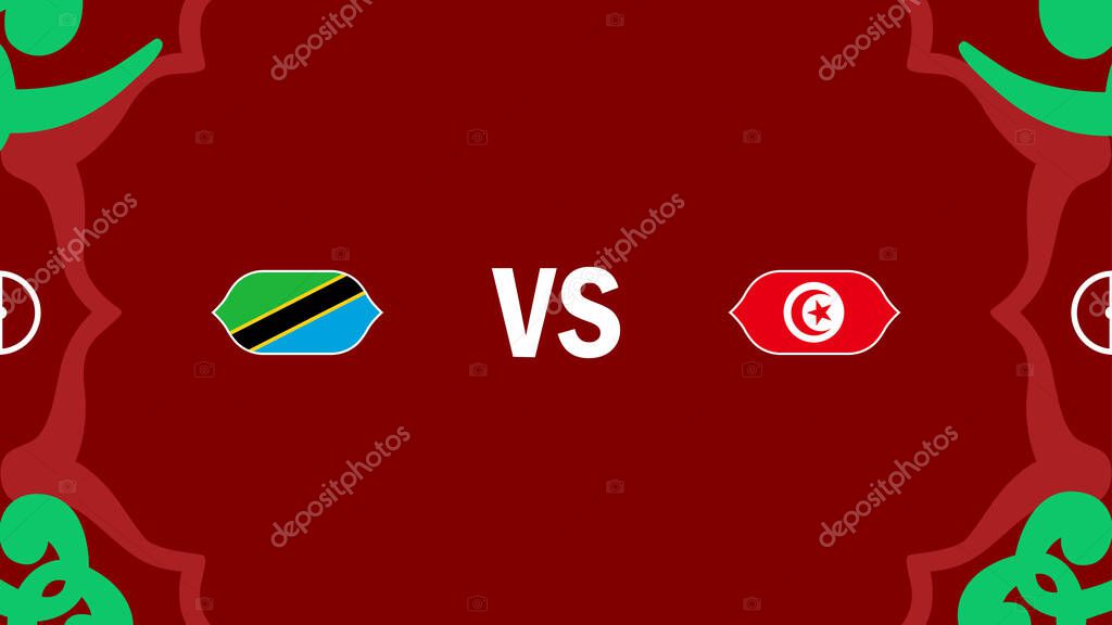 Tanzania And Tunisia African Nations Morocco 2025 Flags Teams Countries African Football Symbol Logo Design Vector Illustration