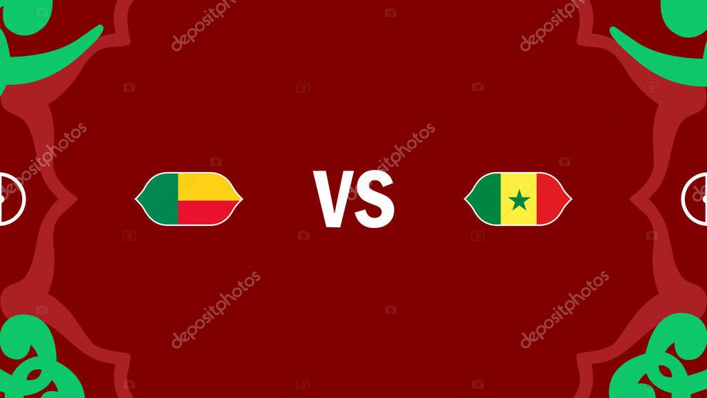 Benin And Senegal African Nations Morocco 2025 Flags Teams Countries African Football Symbol Logo Design Vector Illustration