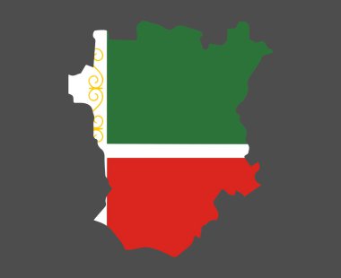 Çeçenistan Ulusal Avrupa Bayrak Haritası Amblem Sembol Simgesi Vektör İllüstrasyon Soyut Tasarım Elemanı