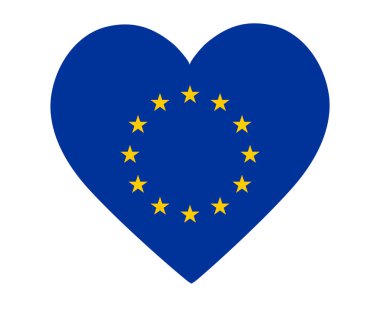 Avrupa Birliği Ulusal Avrupa Bayrak Kalbi Amblem Sembol Simgesi Vektör Çizimi Soyut Tasarım Elemanı