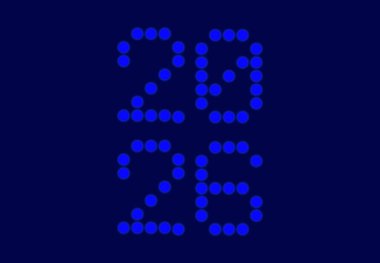 Mutlu yıllar 2026 Tatil Soyut Mavi Noktalar Tasarım Sembol Vektörü İllüstrasyonu