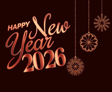 Mutlu yıllar 2026 Tatil Soyut Altın Kahverengi Renk Tasarımı Sembol Vektörü İllüstrasyonu