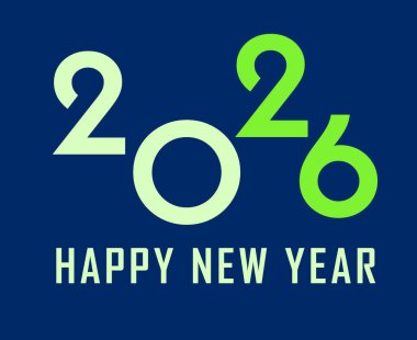 Mutlu yıllar 2026 Tatil Soyut Yeşil ve Mavi Renk Tasarımı Sembol Gösterimi