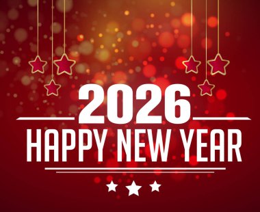 Mutlu yıllar 2026 Gerçekçi Kırmızı Parıltı Parlak Tasarım Soyut Yaratıcı Vektör İllüstrasyonu