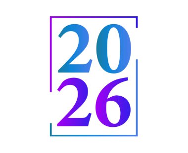 2026 Mutlu Yıllar Mor ve Cyan Tasarımlı Soyut Yaratıcı Vektör İllüstrasyonu