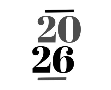 2026 Mutlu Yıllar Siyah ve Gri Şık Tasarım Soyut Yaratıcı Vektör İllüstrasyonu