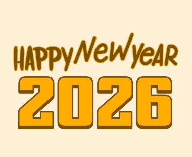 Mutlu yıllar 2026 Soyut Sarı ve Kahverengi Tasarım Vektör İllüzyonu