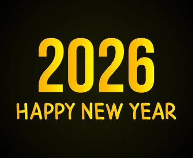 Mutlu yıllar 2026 Sarı Renkli Soyut Seçkin Tasarım Vektör İllüstrasyonu