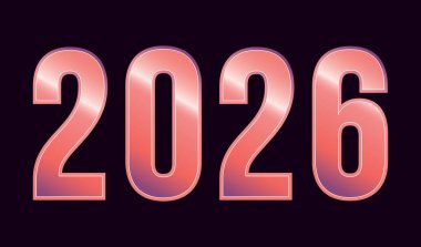 2026 Mutlu Yeni Yıl Gerçekçi Renk Tasarımı Soyut Sembol Vektör Çizimi