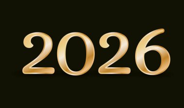 2026 Mutlu Yıllar Altın Renk Tasarımı Soyut Sembol Vektör İllüstrasyon Arkaplanı