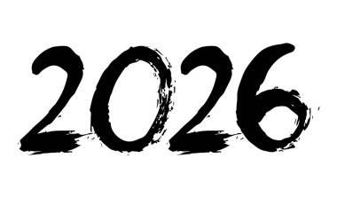 2026 Mutlu Yeni Yıl Tasarımı Kara Renk Soyut Logo Sembol Vektör Çizim Arkaplanı