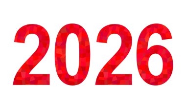 2026 Mutlu Yıllar Tasarımı Kırmızı Renkli Soyut Logo Sembol Vektör Çizimi