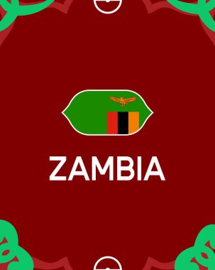 Zambiya Bayrak Amblemi Afrika Ulusları Fas 2025 Afrika Futbol Takımları Logo Tasarım Vektörü İllüstrasyonu