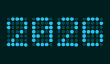 Mutlu yıllar 2026 Noktaları Mavi Cyan Renkli Soyut Tasarım Sembol Vektörü İllüstrasyonu