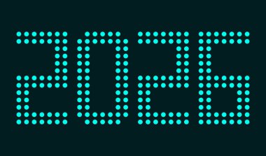 2026 Mutlu Yıllar Soyut Tasarım Mavi Cyan Sembol Vektör İllüstrasyonu