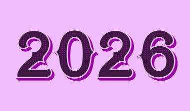 2026 Mutlu Yıllar Soyut Tasarım Mor Renk Sembol Vektörü İllüstrasyonu