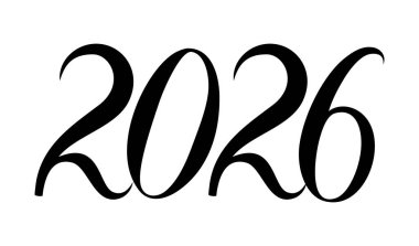 2026 Mutlu Yıllar Soyut Tasarım Siyah Logo Sembol Vektör Çizim Arkaplanı