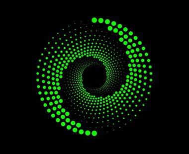 Noktalı Yarım Tonlu Noktalı Hız Çizgileri Sarmal Yeşil Renkli Soyut Tasarım Vektör Çizimi Arkaplanı