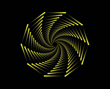 Yarı Tonlu Girdap Noktaları Sarmal Dairesel Soyut Sarı Renk Tasarım Vektör Çizimi Arkaplanı