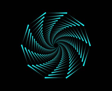 Yarı Tonlu Girdap Noktaları Sarmal Dairesel Soyut Cyan Renk Tasarımı Vektör Çizimi Arkaplanı