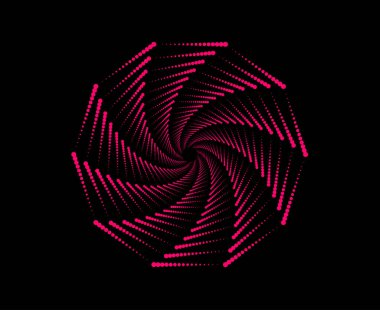 Yarı Tonlu Girdap Noktaları Sarmal Dairesel Soyut Pembe Renk Tasarım Vektör Çizimi Arkaplanı