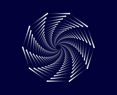 Yarı Tonlu Girdap Noktaları Sarmal Dairesel Soyut Mavi Renk Tasarım Vektör Çizimi Arkaplanı